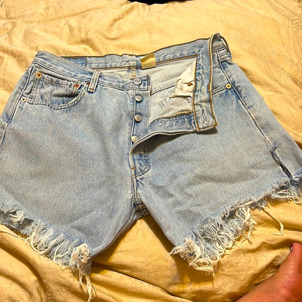 34/36 501 button fly Levi Denim cut offs